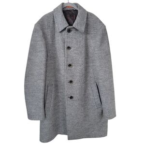 Tallia Mens L Wool Blend Topcoat Gray Paisley Lined Office Event